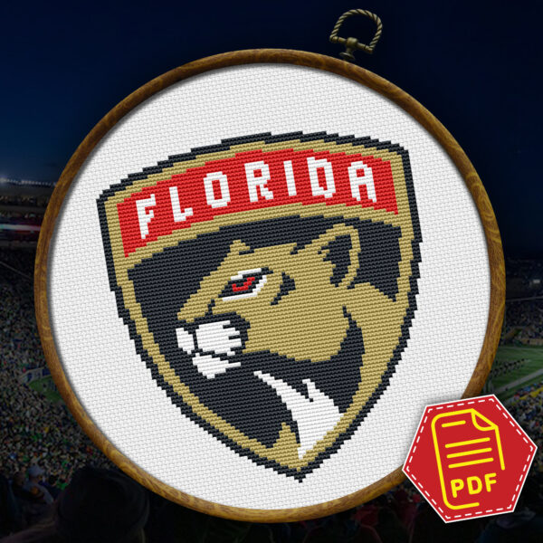 Florida Panthers Logo Counted Cross Stitch Pattern - Download in PDF