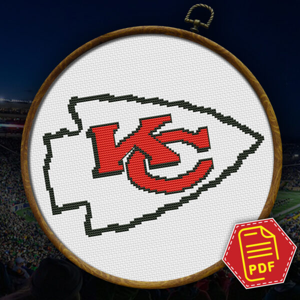 Kansas City Chiefs Logo Counted Cross Stitch Pattern - Download in PDF