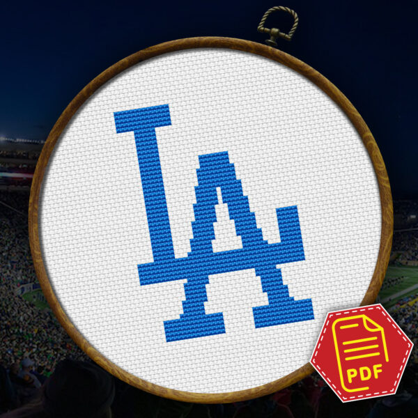 Los Angeles Dodgers Logo Counted Cross Stitch Pattern - Download in PDF
