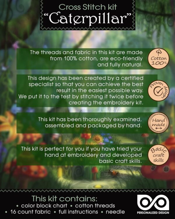 Counted Cross Stitch Bookmark Kit "Alice in Wonderland: Caterpillar"