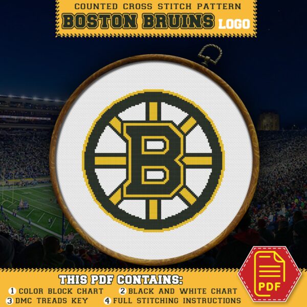 Boston Bruins Logo Counted Cross Stitch Pattern - Download in PDF