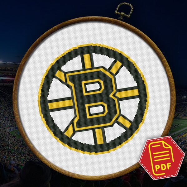 Boston Bruins Logo Counted Cross Stitch Pattern - Download in PDF