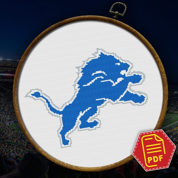 Detroit Lions Logo Counted Cross Stitch Pattern - Download in PDF