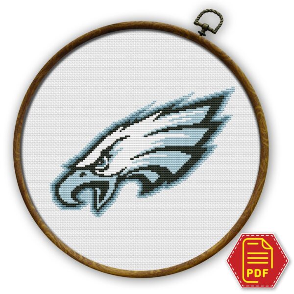 Philadelphia Eagles Logo Counted Cross Stitch Pattern - Download in PDF