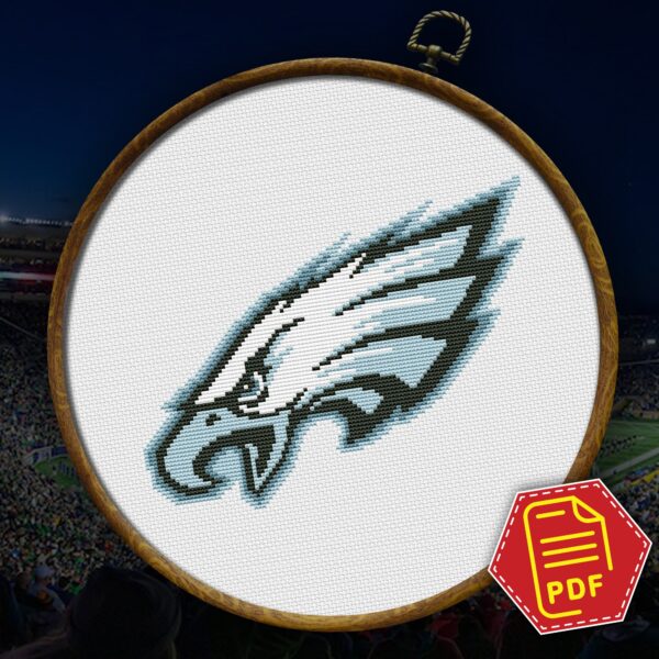 Philadelphia Eagles Logo Counted Cross Stitch Pattern - Download in PDF