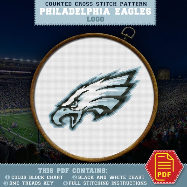Philadelphia Eagles Logo Counted Cross Stitch Pattern - Characteristics