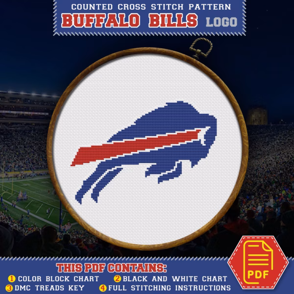 Buffalo Bills Logo Counted Cross Stitch Pattern - Download in PDF