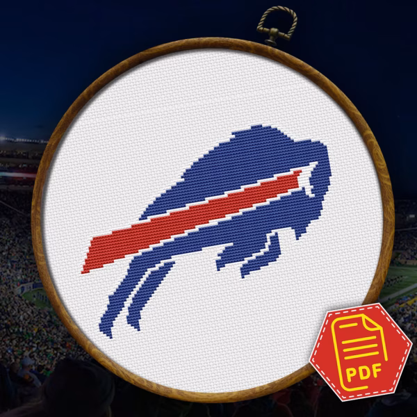 Buffalo Bills Logo Counted Cross Stitch Pattern - Download in PDF