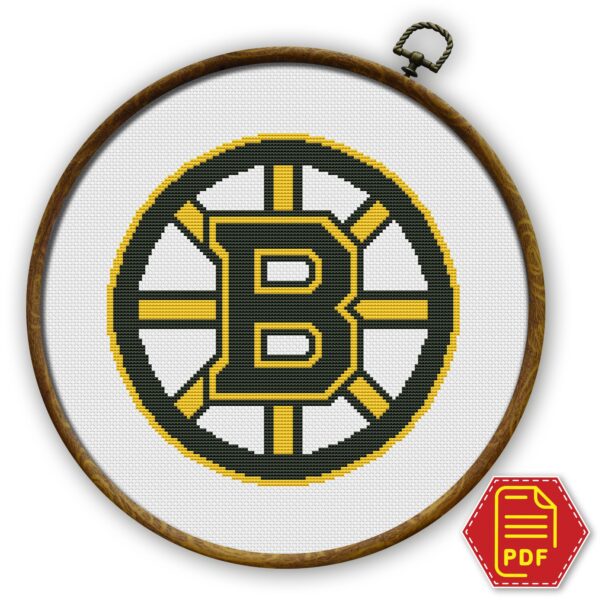 Boston Bruins Logo Counted Cross Stitch Pattern - Download in PDF