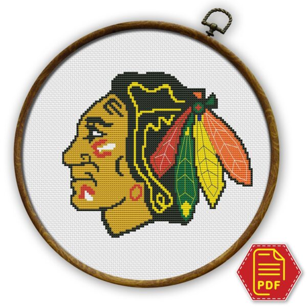 Chicago Blackhawks Logo Counted Cross Stitch Pattern - Download in PDF