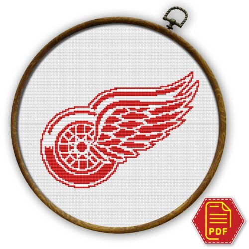Detroit Red Wings Logo Counted Cross Stitch Pattern - Download in PDF