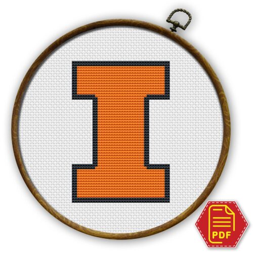 Illinois Fighting Illini Logo Counted Cross Stitch Pattern - Download in PDF