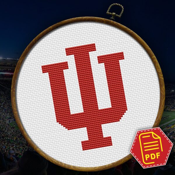 Indiana Hoosiers Logo Counted Cross Stitch Pattern - Download in PDF