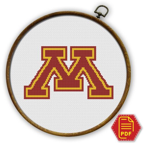 Minnesota Golden Gophers logo counted cross stitch pattern - PDF Download