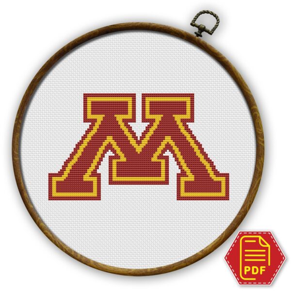 Minnesota Golden Gophers logo counted cross stitch pattern - PDF Download