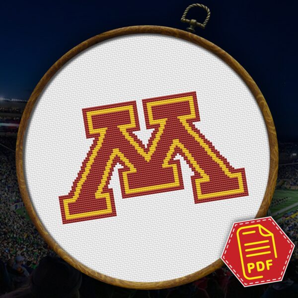 Minnesota Golden Gophers Logo Counted Cross Stitch Pattern - Download in PDF