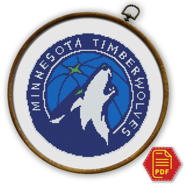Minnesota Timberwolves Logo Counted Cross Stitch Pattern - Download in PDF