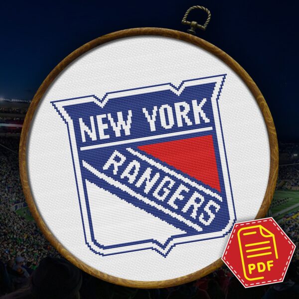 New York Rangers Logo Counted Cross Stitch Pattern - Download in PDF