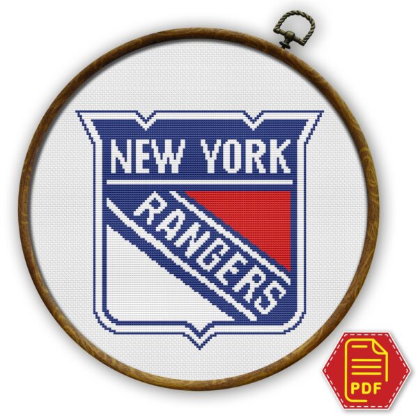New York Rangers Logo Counted Cross Stitch Pattern - Download in PDF