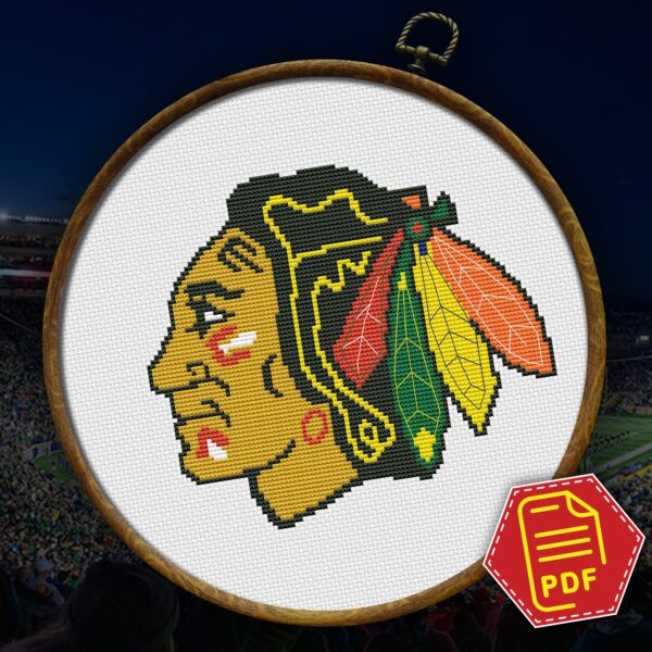 Chicago Blackhawks Logo Counted Cross Stitch Pattern