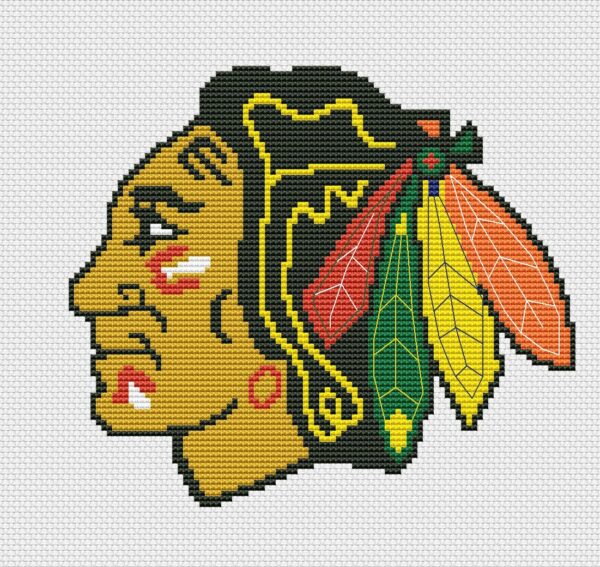 Chicago Blackhawks Logo Counted Cross Stitch Pattern - Download in PDF