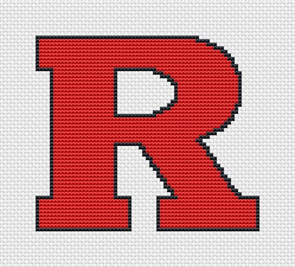 Rutgers Scarlet Knights Logo Counted Cross Stitch Pattern - Download in PDF
