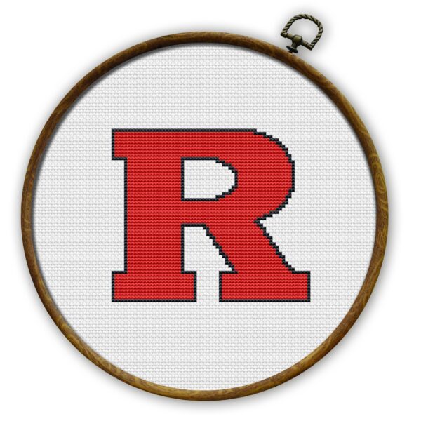 Rutgers Scarlet Knights Logo Counted Cross Stitch Pattern - Download in PDF