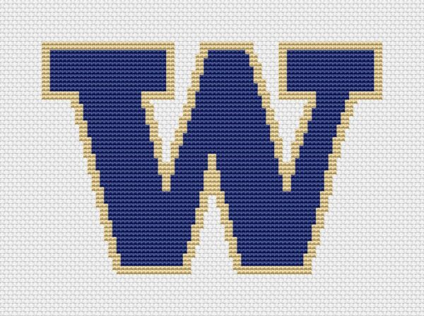 Washington Huskies Logo Counted Cross Stitch Pattern - Download in PDF