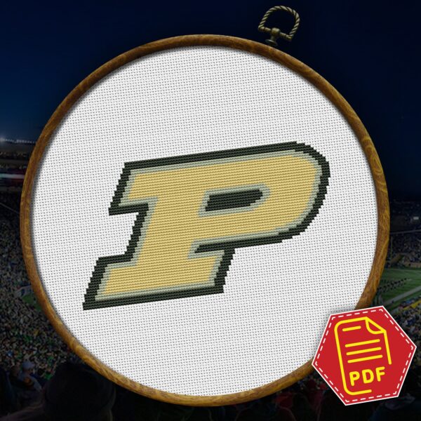 Purdue Boilermakers Logo Counted Cross Stitch Pattern - Download in PDF