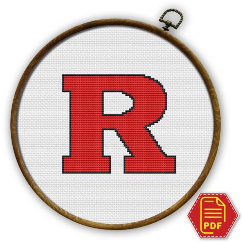Rutgers Scarlet Knights Logo Counted Cross Stitch Pattern - Download in PDF
