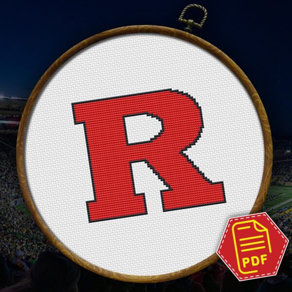 Rutgers Scarlet Knights Logo Counted Cross Stitch Pattern - Download in PDF