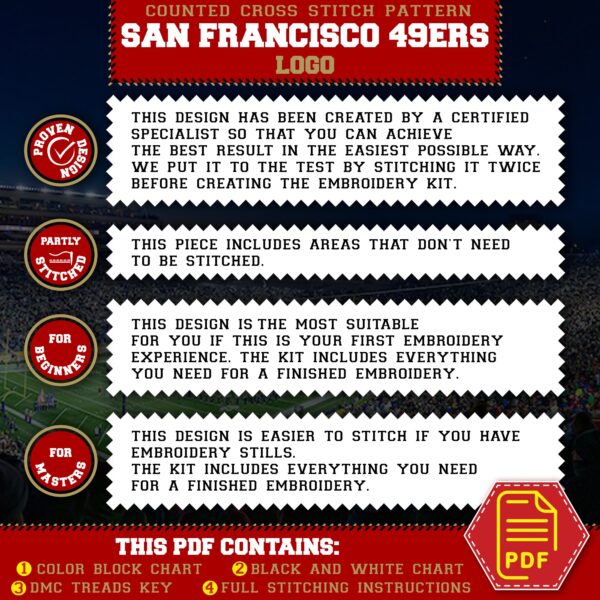 San Francisco 49ers Logo Counted Cross Stitch Pattern - Download in PDF