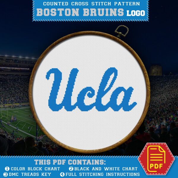 UCLA Bruins Logo Counted Cross Stitch Pattern - Download in PDF
