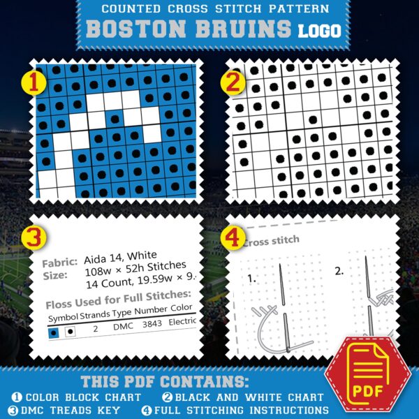 UCLA Bruins Logo Counted Cross Stitch Pattern - Download in PDF