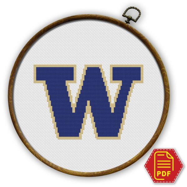 Washington Huskies Logo Counted Cross Stitch Pattern - Download in PDF