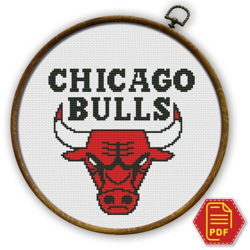 Chicago Bulls Logo Counted Cross Stitch Pattern – Download in PDF