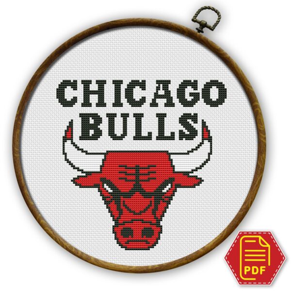 Chicago Bulls Logo Counted Cross Stitch Pattern – Download in PDF