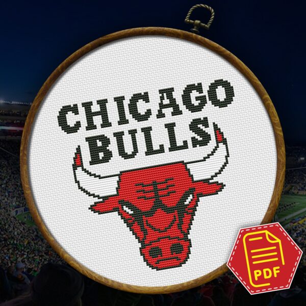 Chicago Bulls Logo Counted Cross Stitch Pattern – Download in PDF