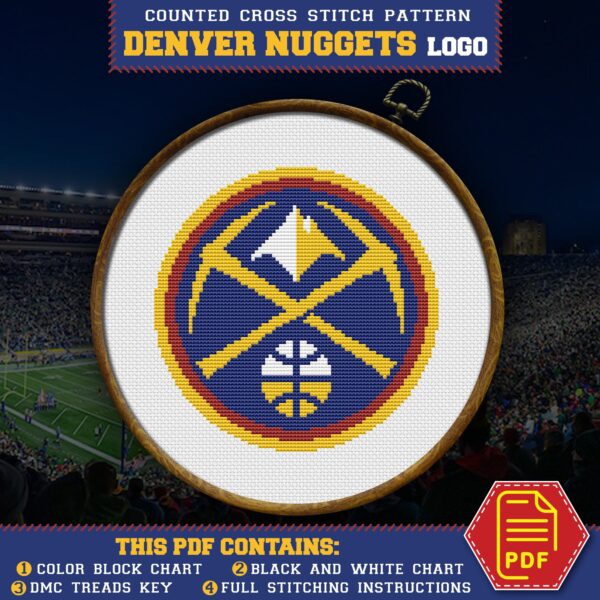 Denver Nuggets Logo Free Cross Stitch Pattern – Download in PDF
