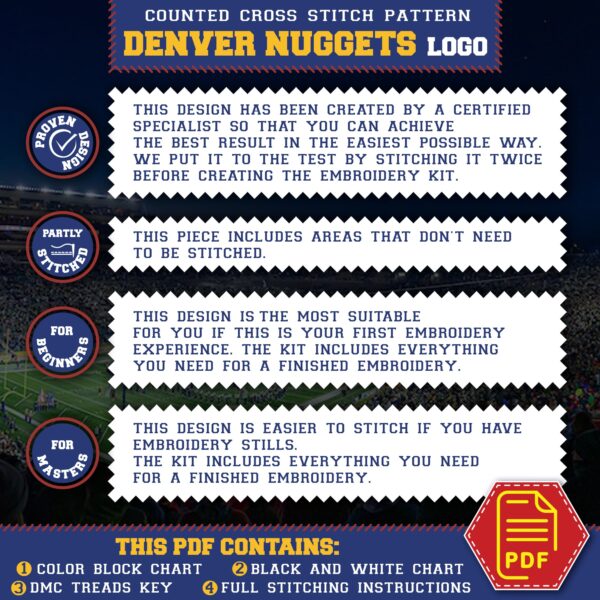 Denver Nuggets Logo Free Cross Stitch Pattern – Download in PDF