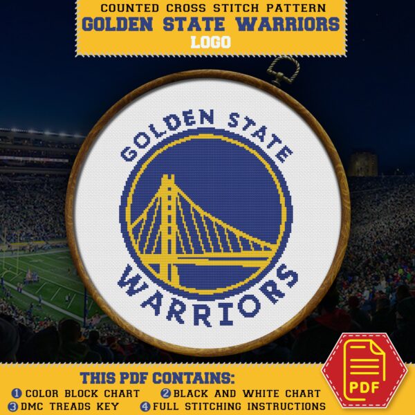 Golden State Warriors Logo Counted Cross Stitch Pattern – Download in PDF