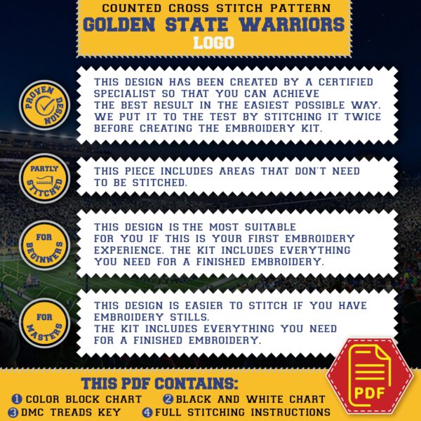 Golden State Warriors Logo Counted Cross Stitch Pattern – Download in PDF