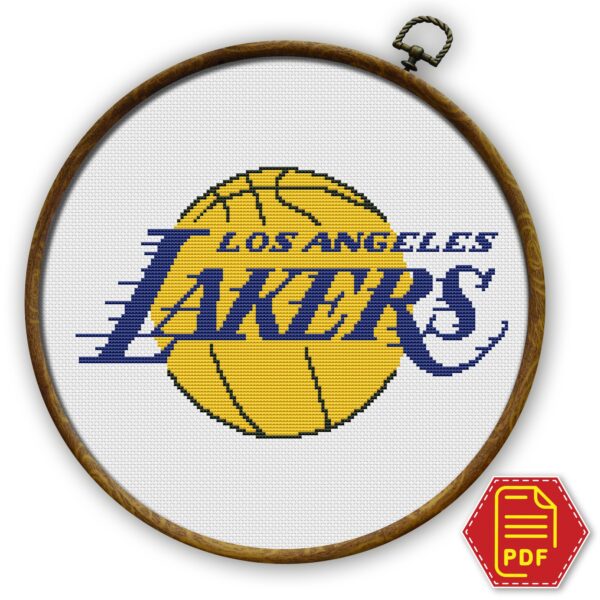 Los Angeles Lakers Logo Counted Cross Stitch Pattern – Download in PDF