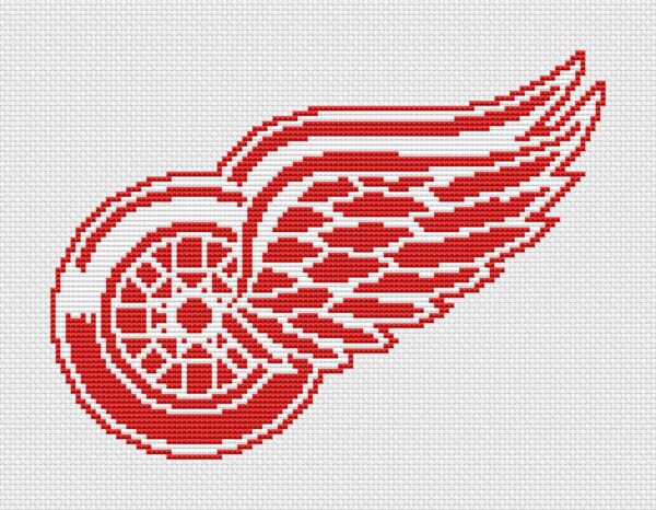 Detroit Red Wings Logo Counted Cross Stitch Pattern - Download in PDF