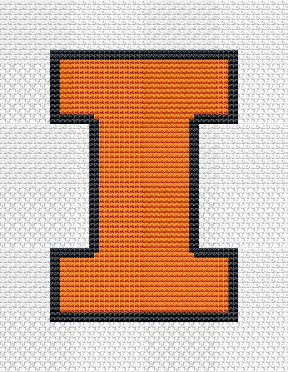 Illinois Fighting Illini Logo Counted Cross Stitch Pattern - Download in PDF