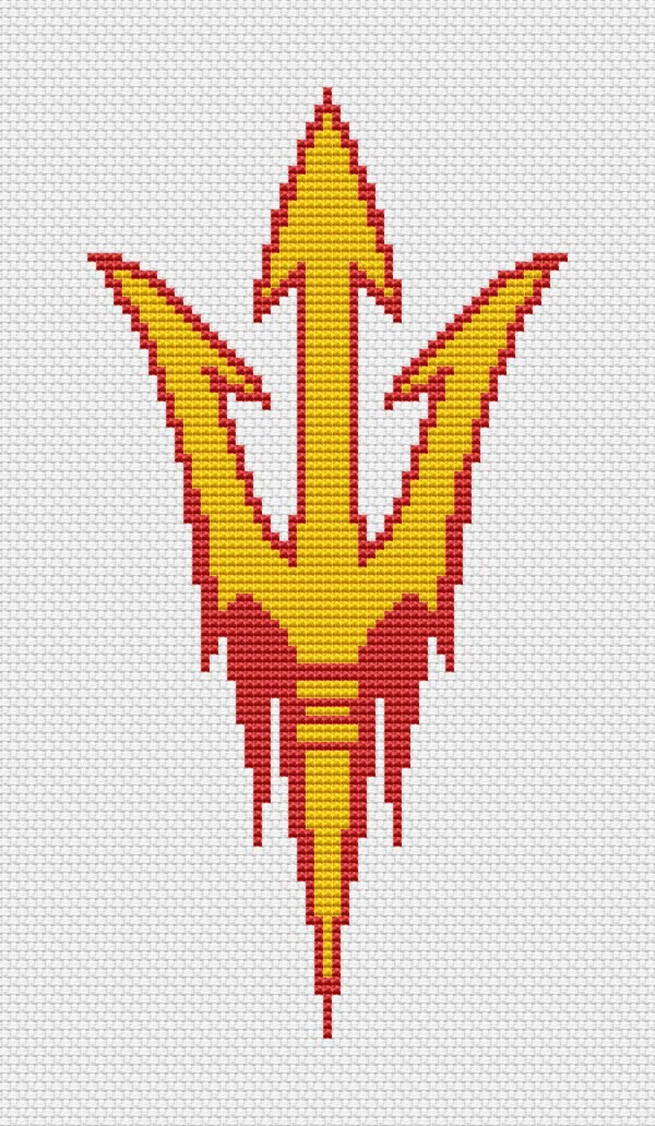 Arizona State Sun Devils Logo Counted Cross Stitch Pattern - Download in PDF
