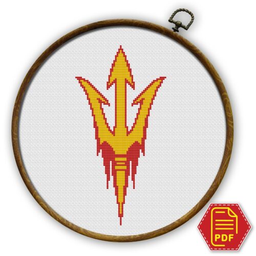 Arizona State Sun Devils Logo Counted Cross Stitch Pattern - Download in PDF