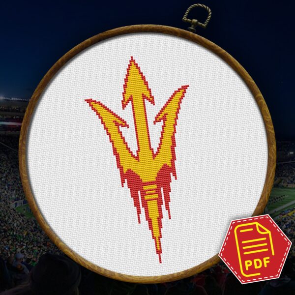 Arizona State Sun Devils Logo Counted Cross Stitch Pattern - Download in PDF