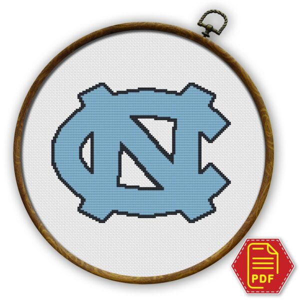 North Carolina Tar Heels Logo Counted Cross Stitch Pattern - Download in PDF