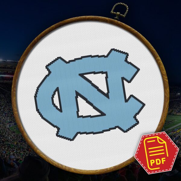 North Carolina Tar Heels Logo Counted Cross Stitch Pattern - Download in PDF